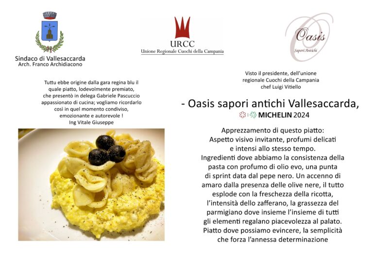 Oasis sapori antichi Vallesaccarda, Michelin 2024